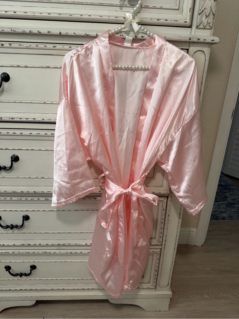 Silky Light Pink Satin Kimono Robe - Women Intimates & Sleepwear